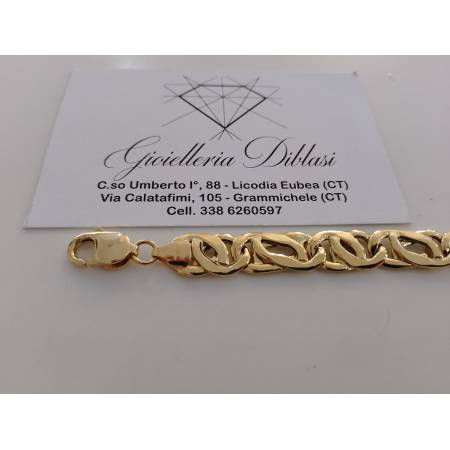 BRACCIALE In ORO GIALLO 18 Karati 750% Uomo Donna CATENA Maglia Lucida Piatta