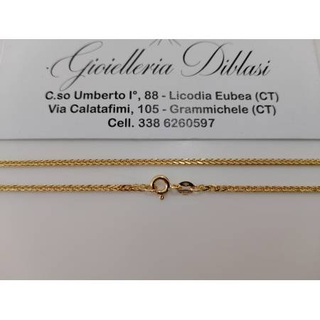 COLLANA ORO GIALLO 18 Karati 750% Unisex Collier Maglia Catena SPIGA Girocollo
