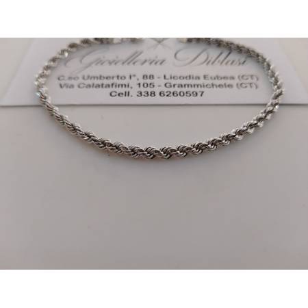 BRACCIALE ORO BIANCO 18 Karati 750% Donna Maglia Catena CORDA Fune Laser Treccia