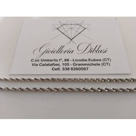 BRACCIALE ORO BIANCO 18 Karati 750% Donna Maglia Catena CORDA Fune Laser Treccia