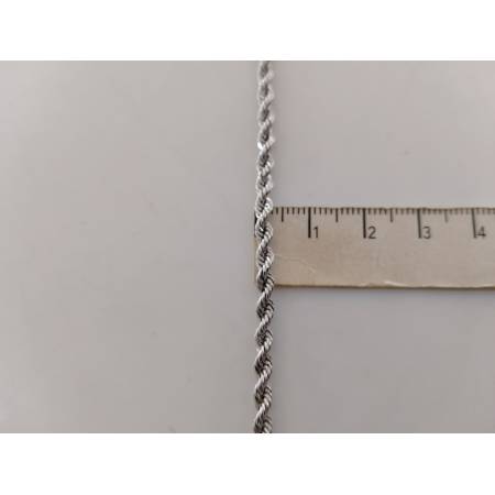 BRACCIALE ORO BIANCO 18 Karati 750% Donna Maglia Catena CORDA Fune Laser Treccia