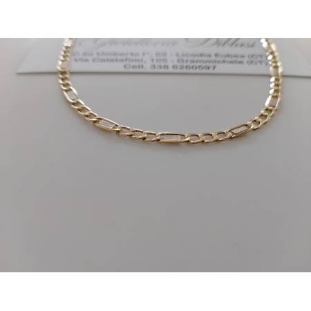 COLLANA ORO 18 Kt 750% COLLIER CATENA Uomo Donna Unisex Giallo Bianco Bicolore