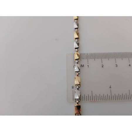 BRACCIALE In Oro 18 Karati 750% Uomo Donna GIALLO BIANCO Maglia Lucida Bicolore