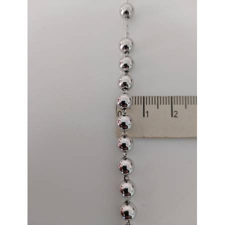 COLLANA ROSARIO ORO BIANCO 750 18K UNISEX MEDAGLIA MIRACOLOSA CROCE SFERE LUCIDE