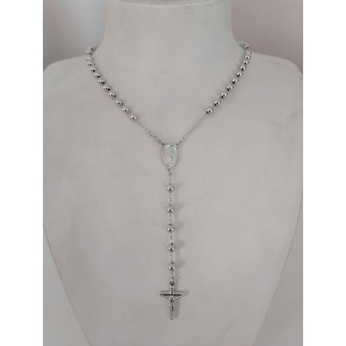 COLLANA ROSARIO ORO BIANCO 750 18K...
