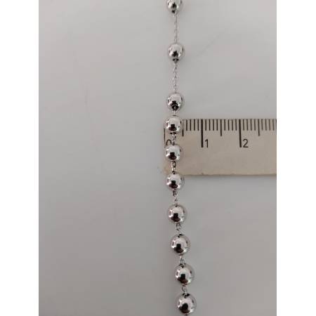 COLLANA ROSARIO ORO BIANCO 750 18K UNISEX MEDAGLIA MIRACOLOSA CROCE SFERE LUCIDE