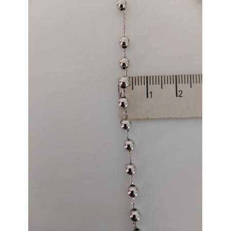 COLLANA ROSARIO ORO BIANCO 750 18K UNISEX MEDAGLIA MIRACOLOSA CROCE SFERE LUCIDE