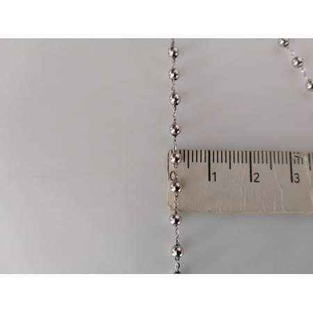 COLLANA ROSARIO ORO BIANCO 750 18K UNISEX MEDAGLIA MIRACOLOSA CROCE SFERE LUCIDE