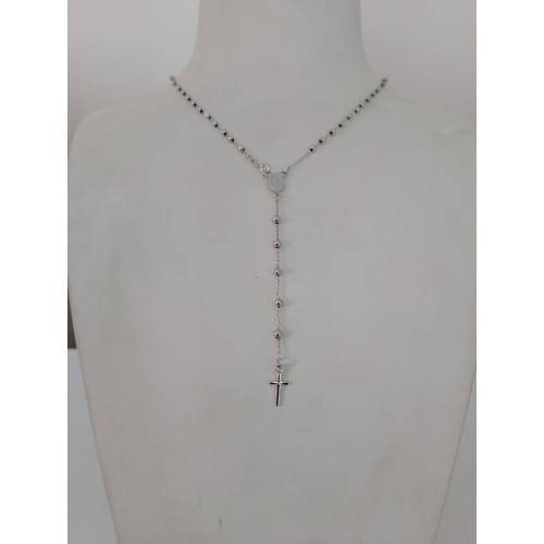 COLLANA ROSARIO ORO BIANCO 750 18K...