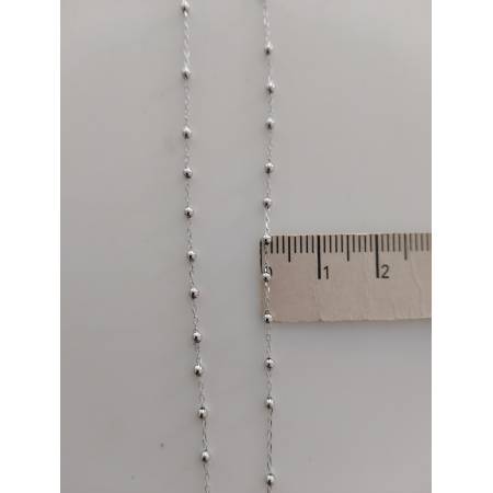 COLLANA ROSARIO ORO BIANCO 750 18K UNISEX MEDAGLIA MIRACOLOSA CROCE SFERE LUCIDE