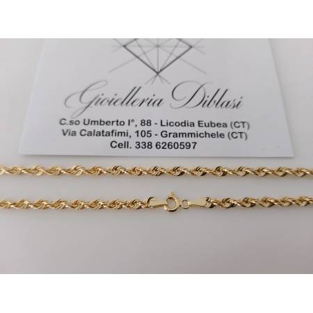 COLLANA ORO GIALLO 18 KARATI 750% Modello Maglia CORDA FUNE INTRECCIATA Unisex