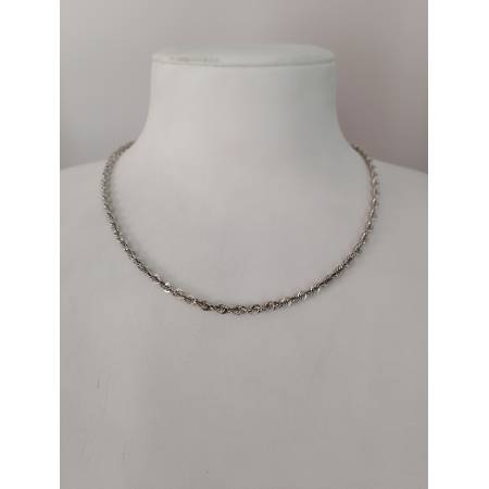 COLLANA ORO BIANCO 18 KARATI 750% Modello Maglia CORDA FUNE INTRECCIATA Unisex