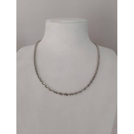 COLLANA ORO BIANCO 18 KARATI 750% Modello Maglia CORDA FUNE INTRECCIATA Unisex