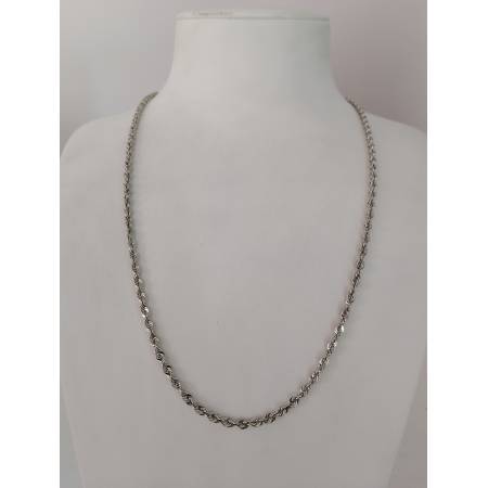 COLLANA ORO BIANCO 18 KARATI 750% Modello Maglia CORDA FUNE INTRECCIATA Unisex
