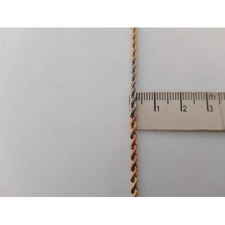 COLLANA ORO GIALLO BIANCO ROSSO 18 KARATI 750% CORDA FUNE INTRECCIATA Uomo Donna