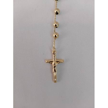 COLLANA ROSARIO ORO GIALLO 750 18K UNISEX Medaglia Miracolosa Croce SFERE LUCIDE