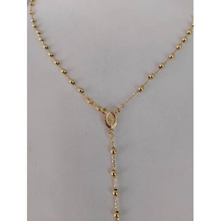 COLLANA ROSARIO ORO GIALLO 750 18K UNISEX Medaglia Miracolosa Croce SFERE LUCIDE