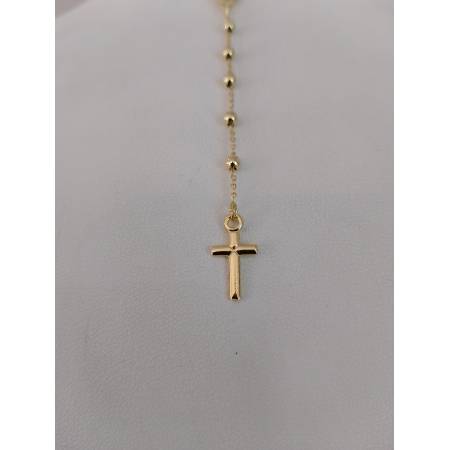 COLLANA ROSARIO ORO GIALLO 750 18K UNISEX Medaglia Miracolosa Croce SFERE LUCIDE