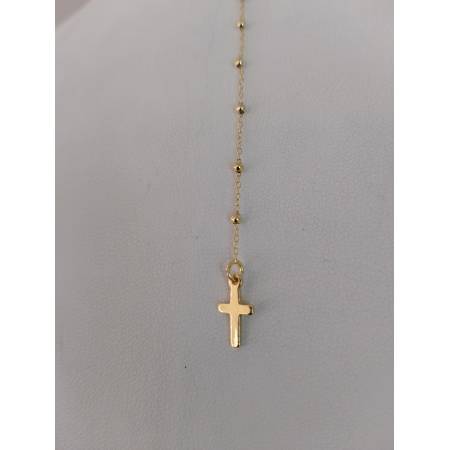 COLLANA ROSARIO ORO GIALLO 750 18K UNISEX Medaglia Miracolosa Croce SFERE LUCIDE