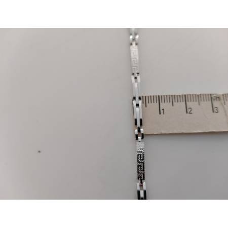 BRACCIALE In ORO BIANCO 18 Karati 750% Uomo Modello SEMIRIGIDO Maglia Con Greche