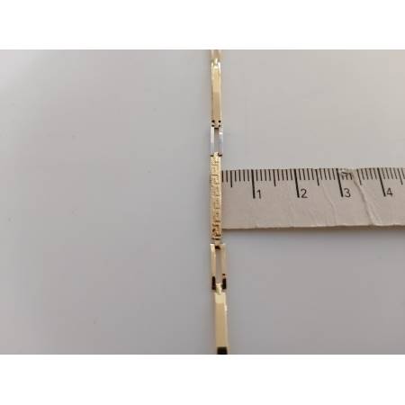 BRACCIALE ORO GIALLO BIANCO 18 Kt 750% Uomo Modello SEMIRIGIDO Maglia Con Greche