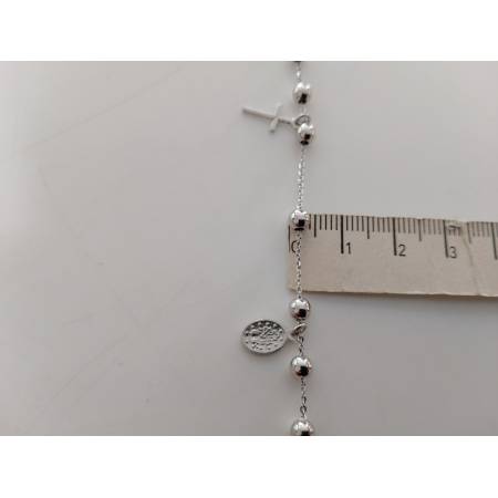 BRACCIALE ROSARIO In ORO BIANCO 18 Kt 750% SFERE Lucide Madonna Miracolosa Croce