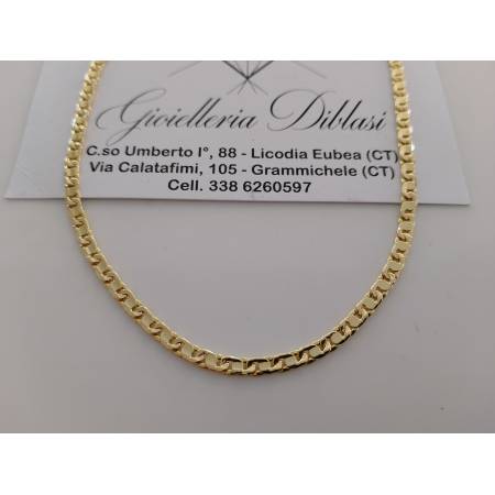 COLLANA ORO GIALLO 18 Karati 750% Uomo Donna Unisex COLLIER Maglia Catena Piatta