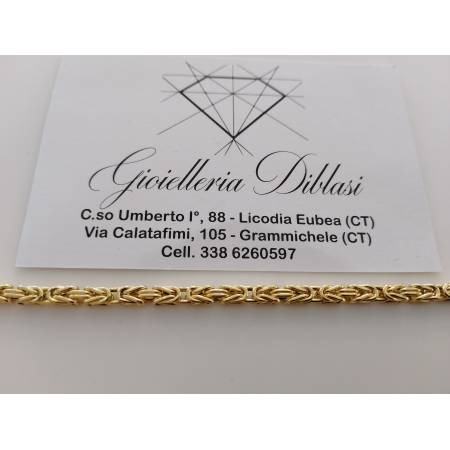 BRACCIALE In ORO GIALLO 18 Karati 750% Maglia Catena BIZANTINA Uomo Donna Unisex