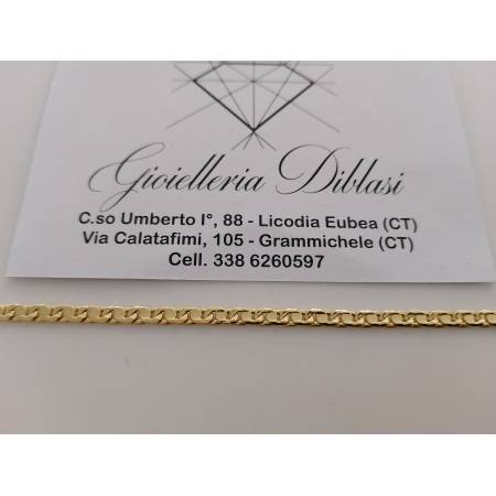 BRACCIALE In ORO GIALLO 18 Karati 750% Maglia Catena Piatta Lucida Uomo Donna