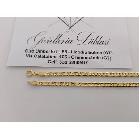 BRACCIALE In ORO GIALLO 18 Karati 750% Maglia Catena Piatta Lucida Uomo Donna