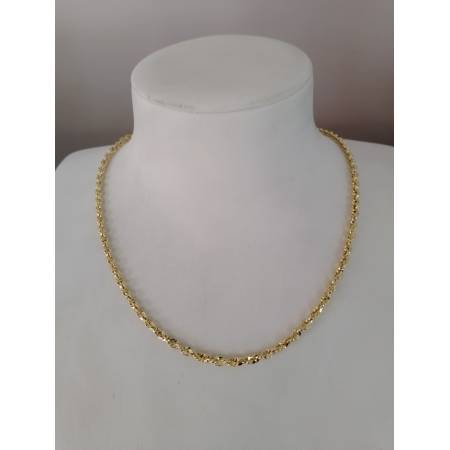 COLLANA ORO GIALLO 18 Karati Donna Modello Fune Brillantinata Intrecciata