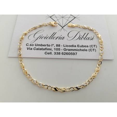 BRACCIALE In ORO Bicolore GIALLO BIANCO 18 Karati 750% Uomo Donna Maglia CATENA