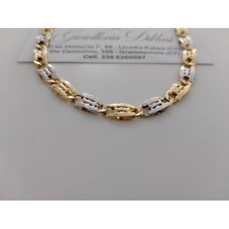 COLLANA ORO 18 Karati 750% Bicolore GIALLO BIANCO Uomo Donna Collier Girocollo
