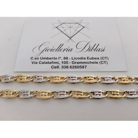 COLLANA ORO 18 Karati 750% Bicolore GIALLO BIANCO Uomo Donna Collier Girocollo