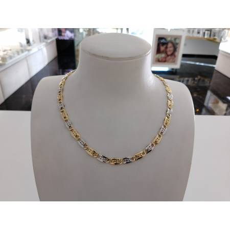 COLLANA ORO 18 Karati 750% Bicolore GIALLO BIANCO Uomo Donna Collier Girocollo