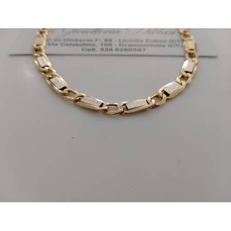 COLLANA ORO Bicolore 18 Karati 750% GIALLO BIANCO Unisex Catena Piatta Girocollo