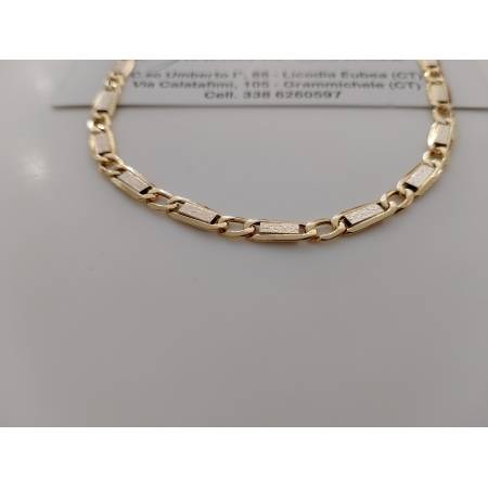 COLLANA ORO Bicolore 18 Karati GIALLO BIANCO Uomo Donna Maglia Catena Girocollo