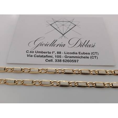 COLLANA ORO Bicolore 18 Karati GIALLO BIANCO Uomo Donna Maglia Catena Girocollo