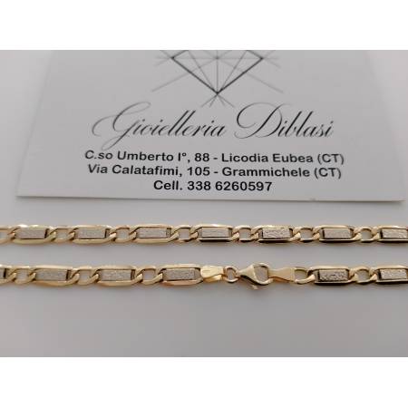 COLLANA ORO Bicolore 18 Karati GIALLO BIANCO Uomo Donna Maglia Catena Girocollo