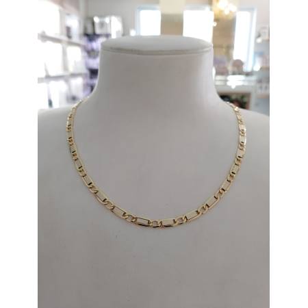 COLLANA ORO Bicolore 18 Karati GIALLO BIANCO Uomo Donna Maglia Catena Girocollo