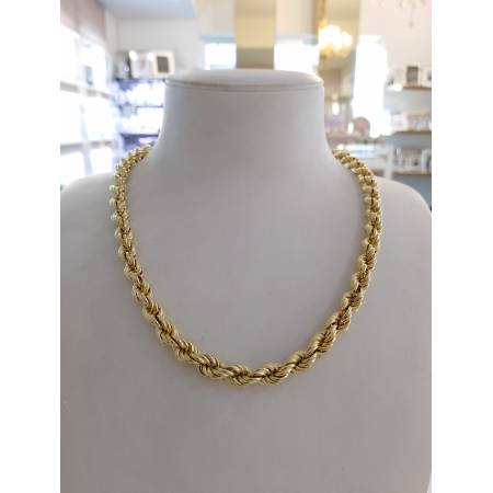 COLLANA CORDA Uomo Donna Unisex ORO GIALLO 18 Kt 750% Collier Maglia Intrecciata