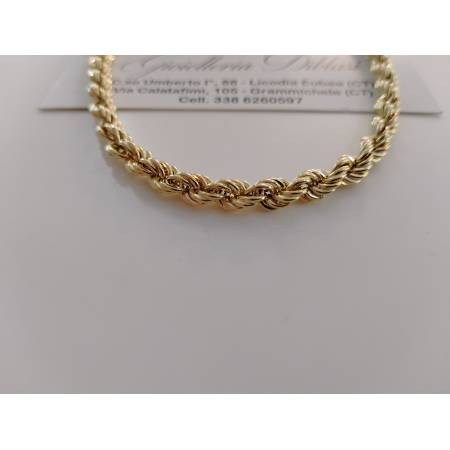 COLLANA CORDA Donna ORO GIALLO 18 Karati 750% Collier Catena Maglia Intrecciata