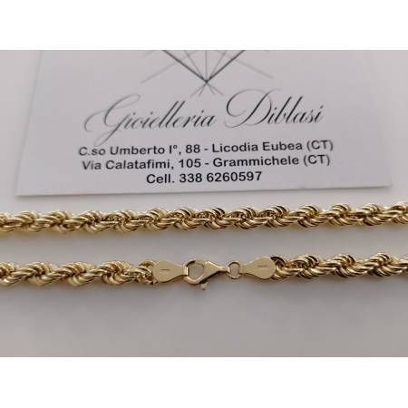 COLLANA CORDA Donna ORO GIALLO 18 Karati 750% Collier Catena Maglia Intrecciata