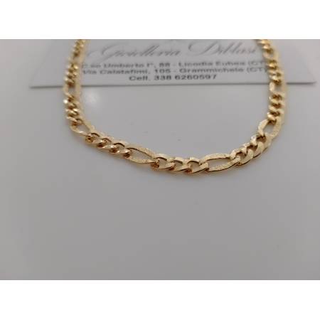 COLLANA ORO GIALLO 18 Karati 750% CATENA Maglia 3+1 Uomo Donna Collier Girocollo