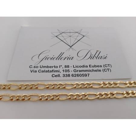 COLLANA ORO GIALLO 18 Karati 750% CATENA Maglia 3+1 Uomo Donna Collier Girocollo