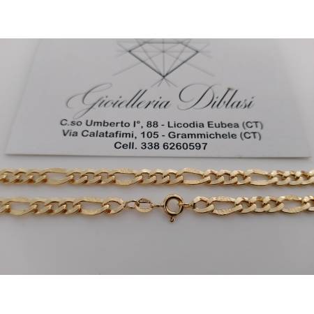 COLLANA ORO GIALLO 18 Karati 750% CATENA Maglia 3+1 Uomo Donna Collier Girocollo