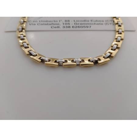 COLLANA ORO 18 KT 750% Giallo Bianco COLLIER Maglia CATENA Girocollo Uomo Donna