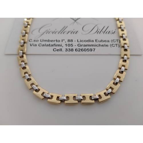 COLLANA ORO 18 KT 750% Giallo Bianco...