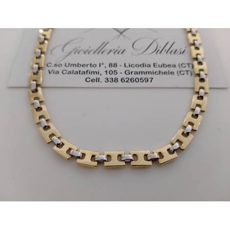 COLLANA ORO 18 KT 750% Giallo Bianco COLLIER Maglia CATENA Girocollo Uomo Donna