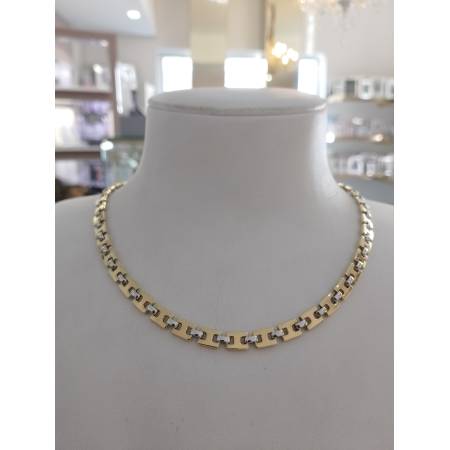 COLLANA ORO 18 KT 750% Giallo Bianco COLLIER Maglia CATENA Girocollo Uomo Donna